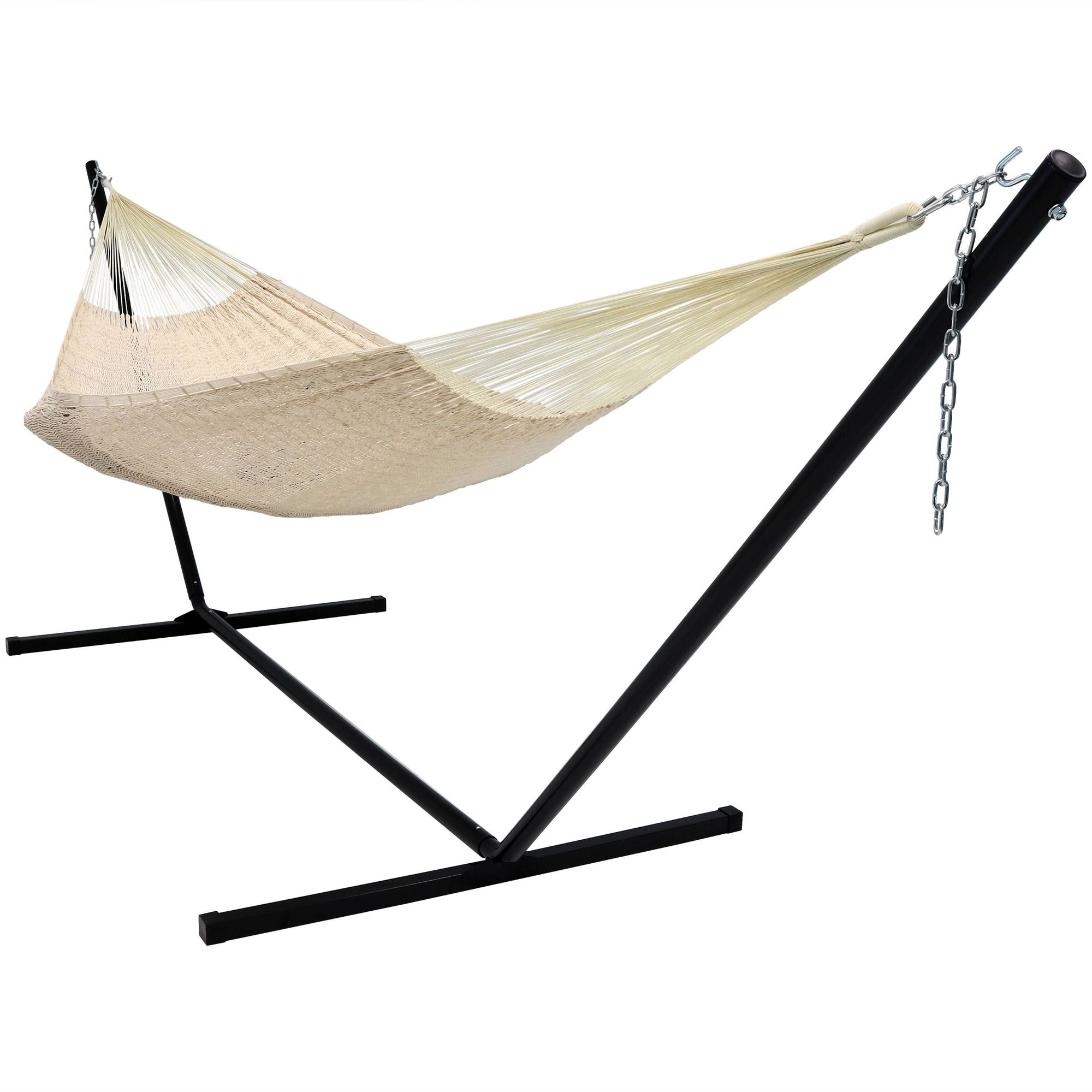 Sunnydaze Decor, XXL Thick Cord Mayan Hammock Stand - Natural, Color Beige, Capacity 400 lb, Material Cotton, Model# HM24NAT Combo